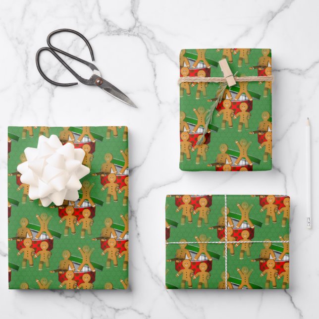 Feuille De Papier Cadeau Vacances Échapper Gingerbread Cookies mignons   (Recto)