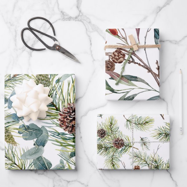 Feuille De Papier Cadeau Vacances Forêt de Bois (Recto)