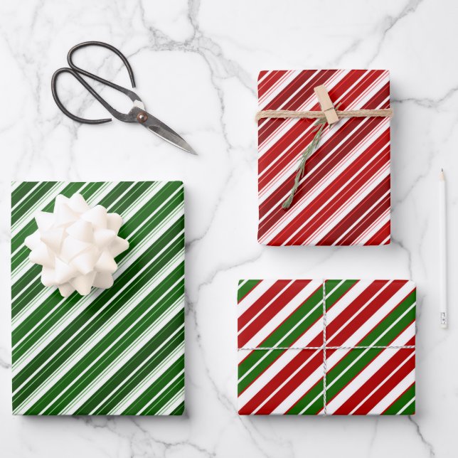 Feuille De Papier Cadeau Vacances Grandes Noël rouge, blanc et vert (Recto)