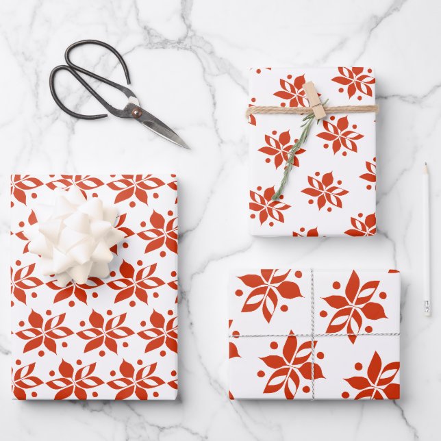 Feuille De Papier Cadeau Vacances Graphic Poinsettia (Recto)