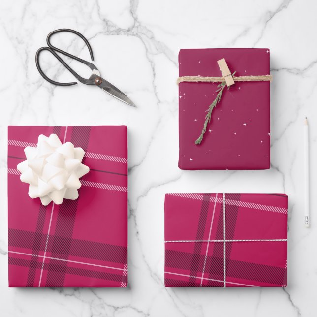 Feuille De Papier Cadeau Vacances moderne rose gras (Recto)