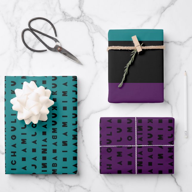 FEUILLE DE PAPIER CADEAU VACANCES NOIRES (Recto)