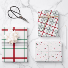 Feuille De Papier Cadeau Vacances plaid rouge et vert