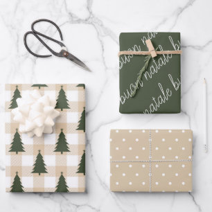 Feuille De Papier Cadeau Vacances Rustique Green White Buon Natale