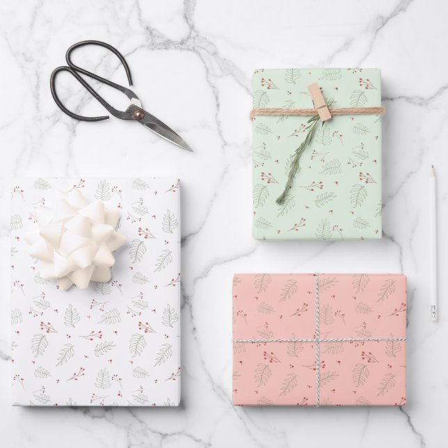 Feuille De Papier Cadeau Vacances vertes (Recto)