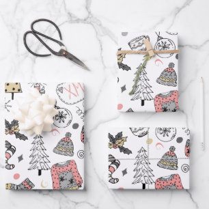 Feuille De Papier Cadeau Vacances Whimsical Noel