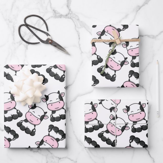 Feuille De Papier Cadeau Vache (Recto)