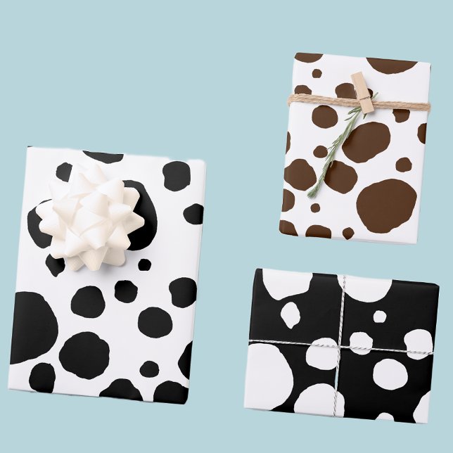 Feuille De Papier Cadeau Vache amusante Imprimer Motif de points occidentau (Fun cow print Western gift wrap)