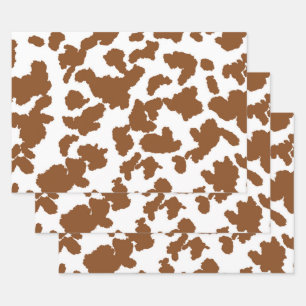 Feuille De Papier Cadeau Vache Brown Et Blanche Cacher Motif fourrure