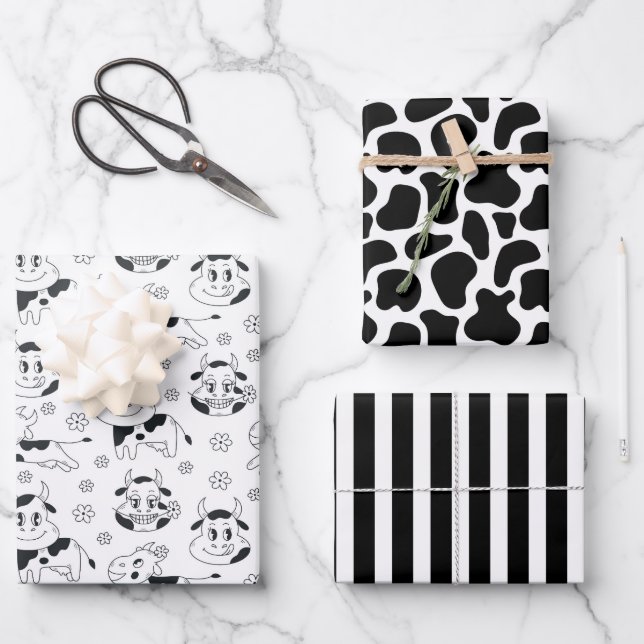 Feuille De Papier Cadeau Vache drôle (Recto)
