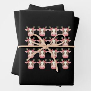 Feuille De Papier Cadeau Vache Highland Coquette de Noël Western 