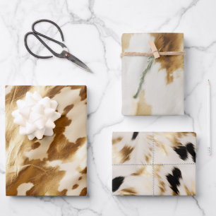 Feuille De Papier Cadeau Vachette à crème dorée occidentale