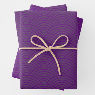 Feuille De Papier Cadeau Vague japonaise Seigaiha Grimace violet