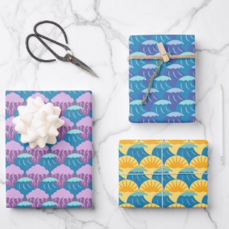 Feuille De Papier Cadeau Vagues et Météo