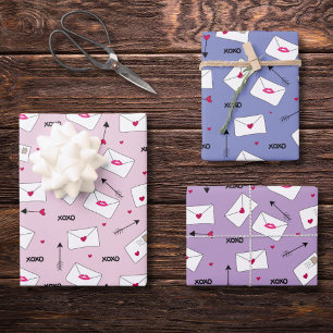 Feuille De Papier Cadeau Valentine amour coeur lettres et flèches