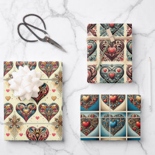 Feuille De Papier Cadeau Valentine Hearts