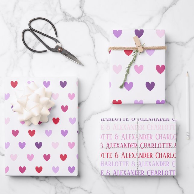 Feuille De Papier Cadeau Valentine's Day Hearts (Recto)