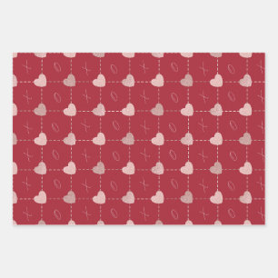 Feuille De Papier Cadeau Valentines Day Hearts & X & O's Wrapping Paper