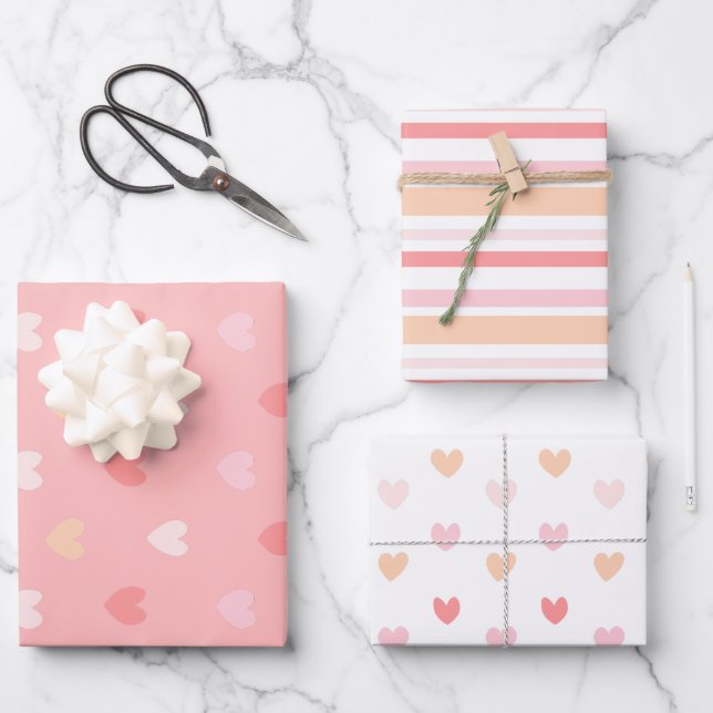 Feuille De Papier Cadeau Valentine's Hearts Wrapping Paper (Recto)