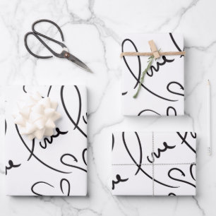 Feuille De Papier Cadeau Valentines Jour Main Dessinée Script Love Letterin