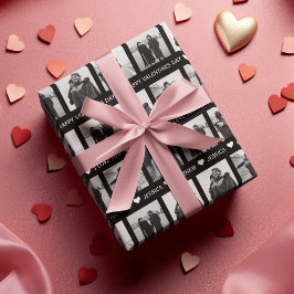 Feuille De Papier Cadeau Valentines modernes en noir et blanc | Ajouter sa 