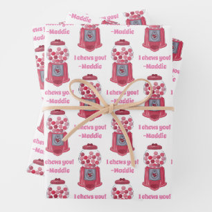 Feuille De Papier Cadeau Valentines personnalisées Bubble Gum Ball Machine