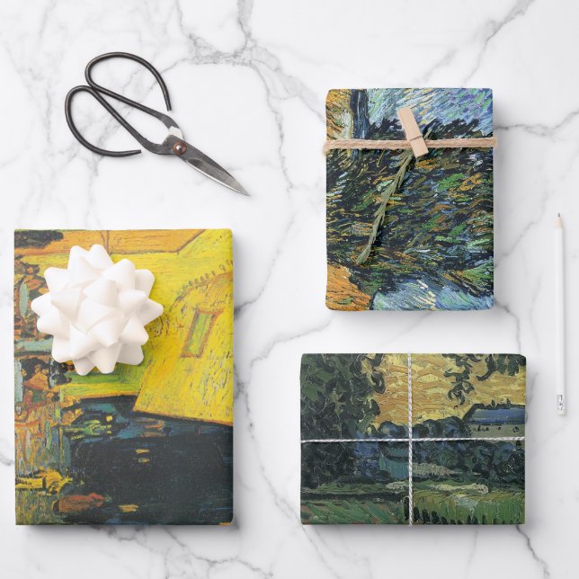 Feuille De Papier Cadeau Van Gogh Café Terrasse Rue Française Scène (Recto)