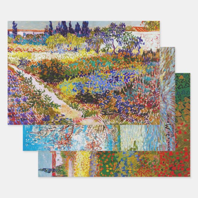 Feuille De Papier Cadeau Van Gogh, Jardin Fleur (Lot)