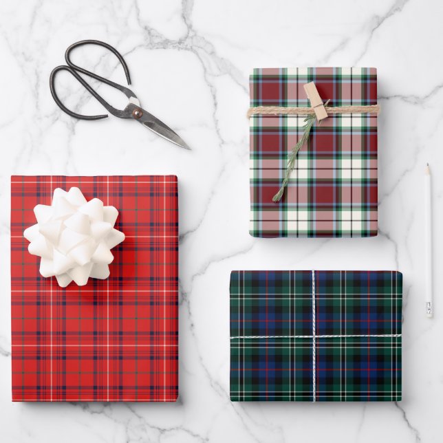 Feuille De Papier Cadeau Variations Tartan Rose Clan (Recto)