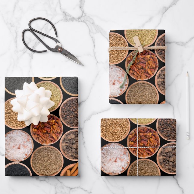 Feuille De Papier Cadeau Various spices and food ingredients (Recto)