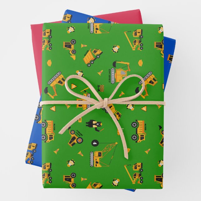 Feuille De Papier Cadeau Véhicules de construction de jouets (En situation)
