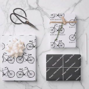 Feuille De Papier Cadeau Vélo vintage Vélo Noir Blanc Personnaliser