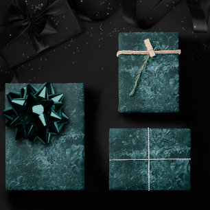 Feuille De Papier Cadeau Velvety Turquoise Damask   Grunge vert foncé Baroq