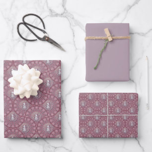 Feuille De Papier Cadeau Ventilateurs d'oiges de style Whimssman rose Manda