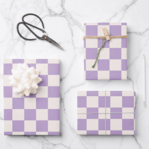 Feuille De Papier Cadeau Vérification du pourpre, Motif de tableau de contr