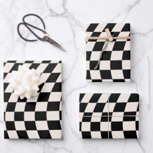 Feuille De Papier Cadeau Vérifier le tableau de bord du Motif noir et blanc