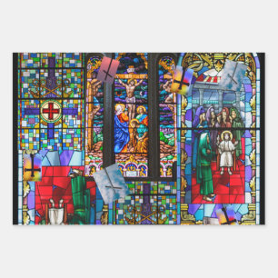 Feuille De Papier Cadeau Verre et croix de l'église