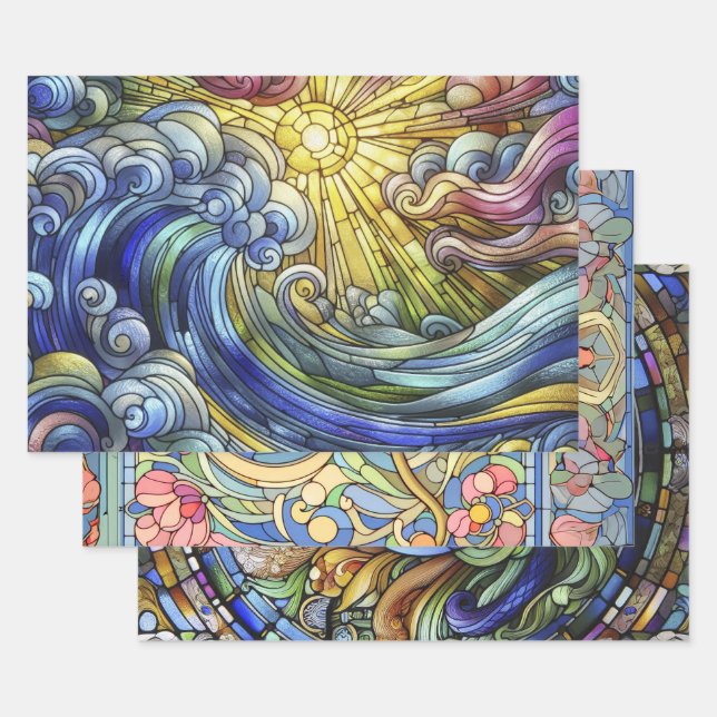 Feuille De Papier Cadeau Verre tendu (Lot)