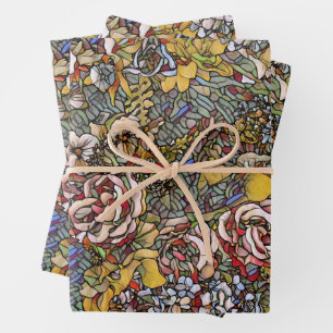 Feuille De Papier Cadeau Verre verni Botanique Floral
