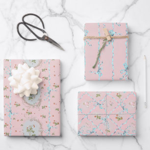 Feuille De Papier Cadeau Versailles Strawberrys & Ribbons Rose