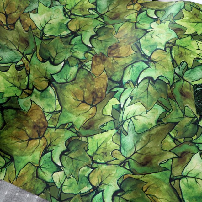 Feuille De Papier Cadeau Vert anglais Ivy Nature Motif d'aquarelle (Créateur téléchargé)