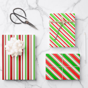 Feuille De Papier Cadeau Vert, Blanc, Rouge Lignes Thématiques de Noël de c