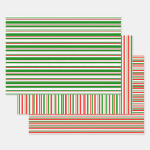 Feuille De Papier Cadeau Vert, Blanc, Rouge Lignes Thématiques de Noël de c