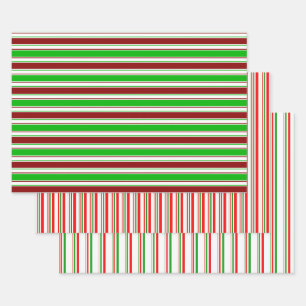 Feuille De Papier Cadeau Vert, Blanc, Rouge Style de Noël Grandes Motifs
