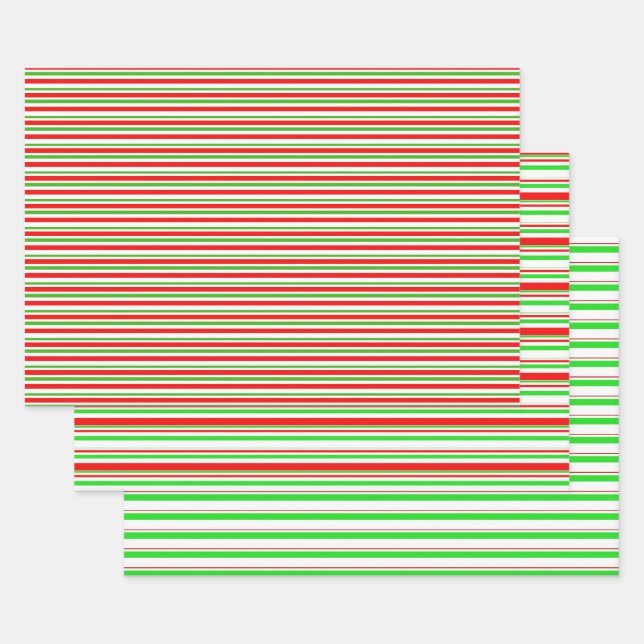 Feuille De Papier Cadeau Vert, Blanc, Rouge Style de Noël rayures (Lot)