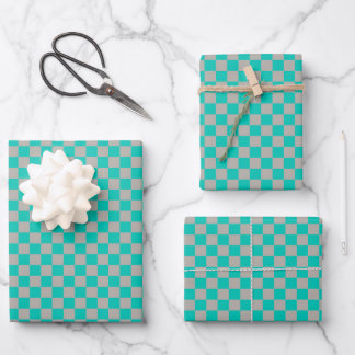 Feuille De Papier Cadeau Vert classique, Plaid gris