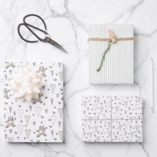 Feuille De Papier Cadeau Vert on peut attendre prématurément Teddy Bear Bab
