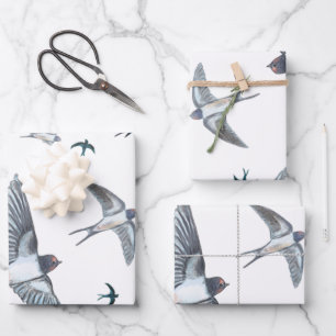 Feuille De Papier Cadeau Vestige d'oiseaux avageurs volants