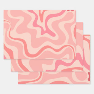 Feuille De Papier Cadeau Vibe Liquide Abstrait Motif en rose
