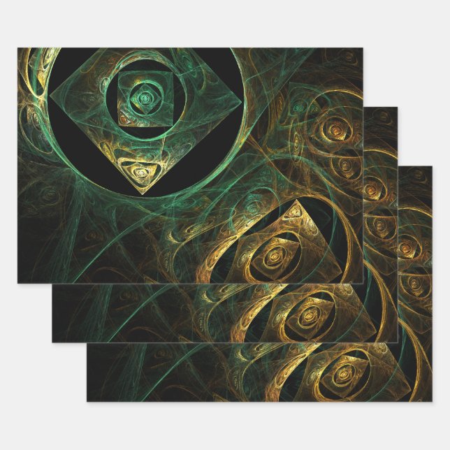 Feuille De Papier Cadeau Vibrations magiques Art Abstrait (Lot)